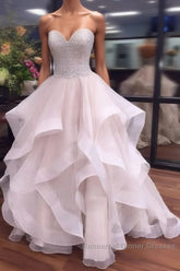 Ball Gown Sweetheart Organza Floor-length Beading Semi Formal Prom Dress